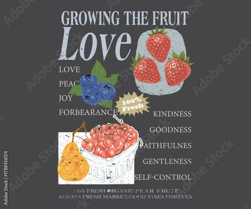 Fruit market artwork. Mix fruit design for t shirt print, poster, sticker, background and other uses.