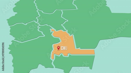 Mapa de Bolivia con división política resaltando el Departamento Chuquisaca