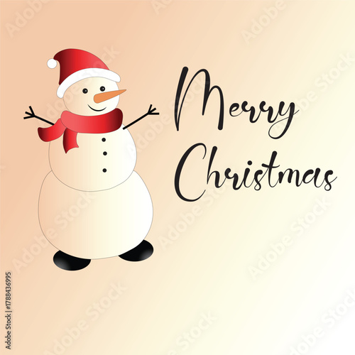 PrintCheerful Snowman Christmas Greeting on Warm Peach Background