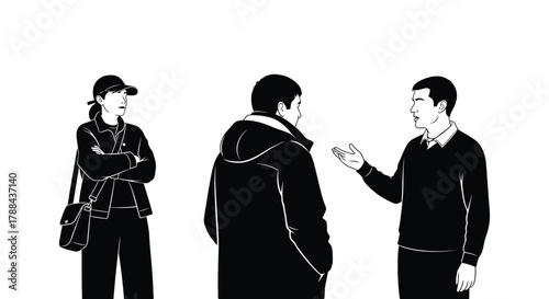 Illustration of people talking conflict conversation disagreement editable vector