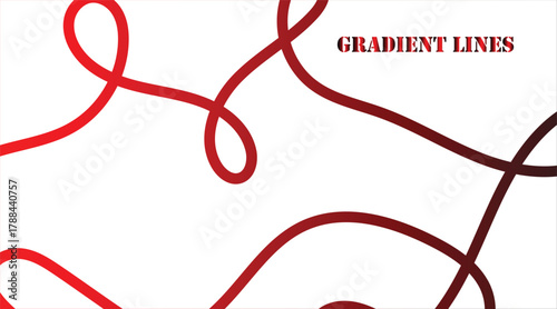 Curved red gradient lines flowing abstractly on white background for modern minimal design concept, abstract red flowing line art, modern minimal red line background
