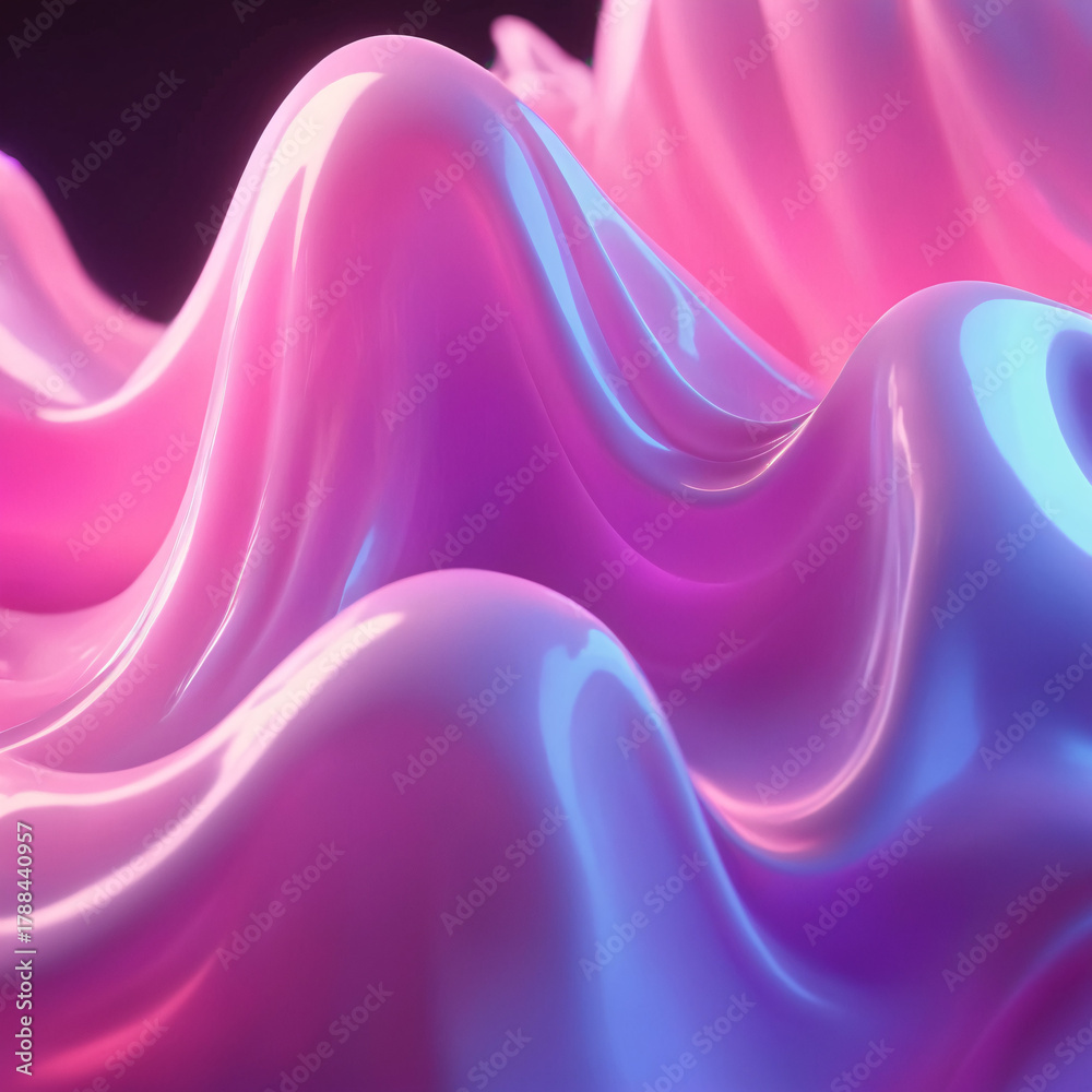 Fototapeta premium Vibrant Glossy Abstract Fluid Waves Background