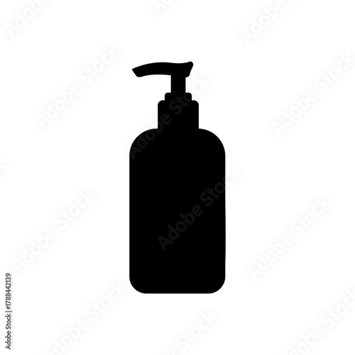 Hand sanitizer bottle silhouette vector flat illustration design.