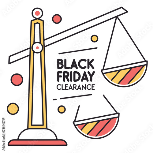 Black friday clearance sale concept with scales of justice illustration