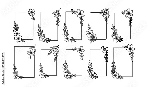 Hand drawn floral frame set