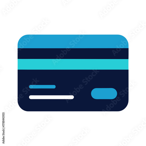 Modern flat design credit card icon with blue stripes
