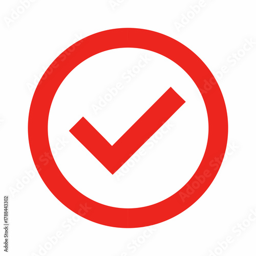 Red check mark inside a circle icon