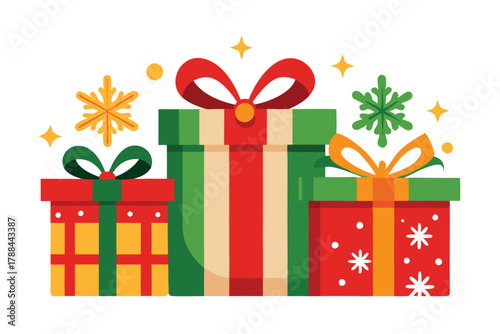 three christmas gift on white background