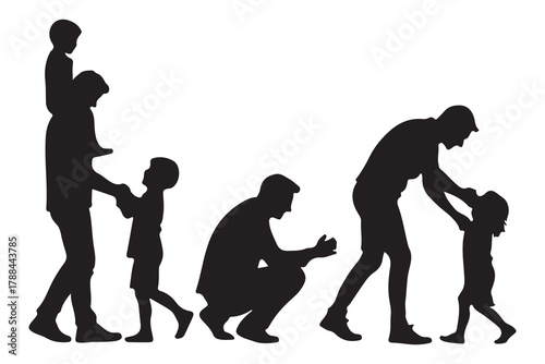 Father and Child Silhouette | Family Bond Vector | Parenting Love Relationship Illustration