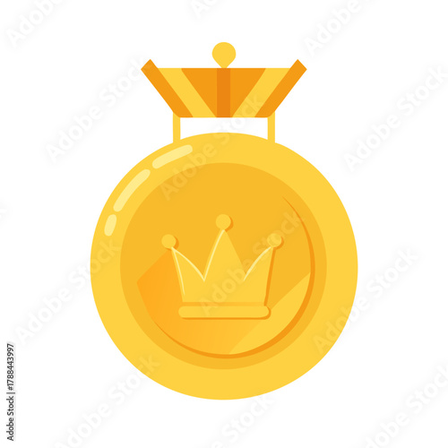 Crown shaped medal icon in minimal flat style