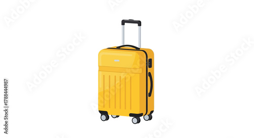 Bright yellow wheeled suitcase ready for travel and adventure