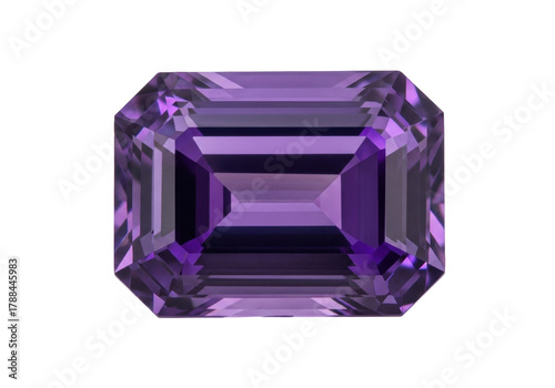 Canvas Print Rectangular amethyst gemstone isolated PNG, purple crystal with step cut facets