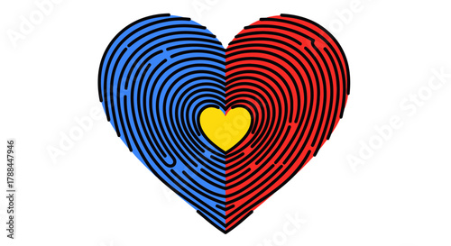 Fingerprint heart love unique identity relationship concept editable vector