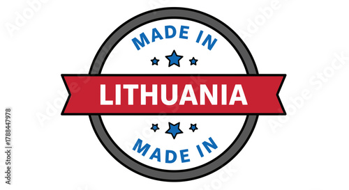 Made in lithuania product label badge quality vector illustration editable vector