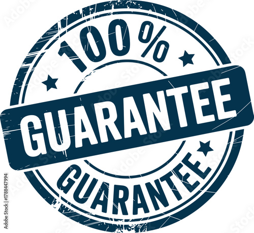 One hundred percent guarantee grunge style stamp for commercial use