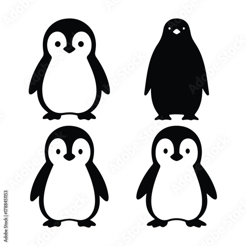 Penguin silhouette vector set