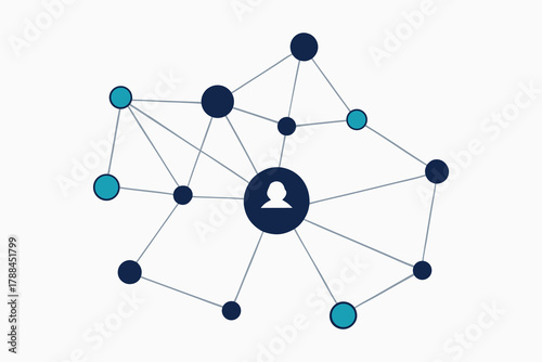 Global Neural Network of Humanity Vector Illustration on White Background