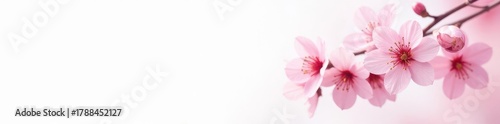 Delicate pink sakura blossoms, pristine white background, branch, pastel, isolated
