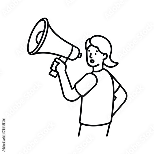 man shouting into megaphone