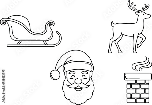 Santas sleigh, reindeer, santa claus, and chimney, capturing the magic of christmas and holiday cheer