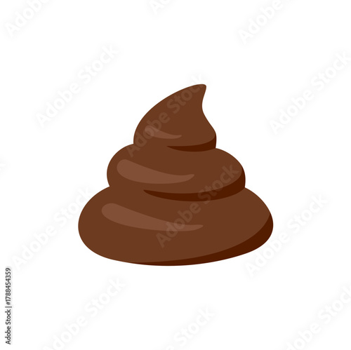 Feces Icon, Simple Poop Brown Color Feces Icon Flat Cartoon. Vector Illustration