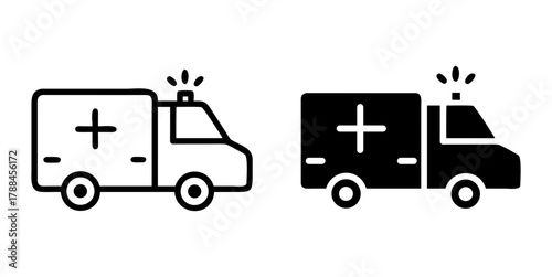 Ambulance outline Icon for Emergency, Medical, and Healthcare Design