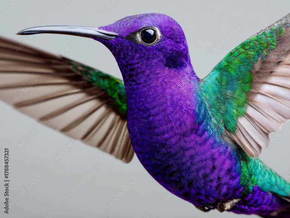 Obraz premium Vibrant hummingbird hovering gracefully in mid-air with a colorful display