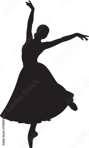 Vector illustration of silhouette of a ballerina dancing gracefully