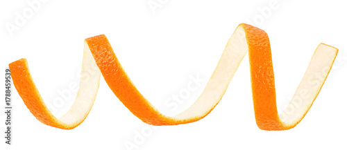 Fresh orange fruit peel isolated on a white background. Zest of citrus fruit. Vitamin C.