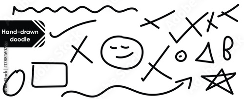 Hand-drawn doodle Charcoal pen liner doodle elements Vector illustrator