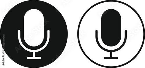 Microphone icon set. voice symbol collection. Podcast sign
