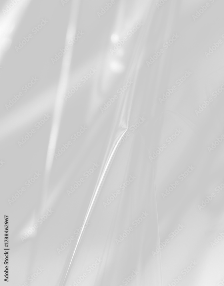 Obraz premium Abstract Monochrome Transparent Plastic Wrap Texture, Lines, Light and Shadow Study for Design.