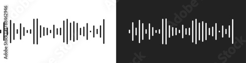 Sound wave icon set. Audio Wave and Music Frequency Symbols. Audio Equalizer and Volume Level Interface. Voice Recording and Live Broadcast Waveform Symbols