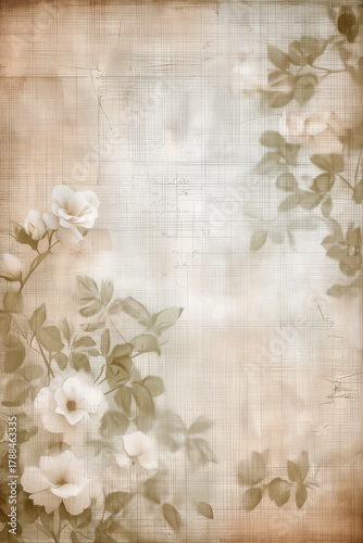 Vintage Elegance: White Roses Writing Paper for Scrapbooking and Craft Art