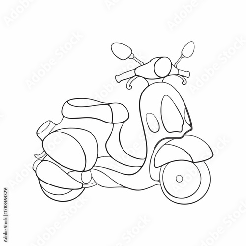 Vintage motor scooter cartoon vector illustration on a white background isolated