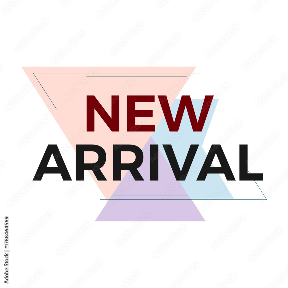 Fototapeta premium New Arrival Banner Design with Modern Typography and Geometric Shapes for Product Launch, Promotion, and Marketing Advertisement