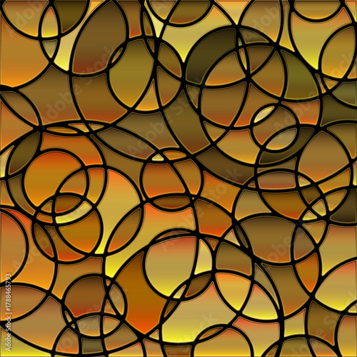 abstract vector stained-glass mosaic background - brown circles