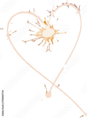 Hand holding sparkler forming heart shape against dark background at nighttime