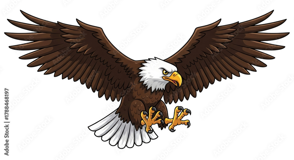 Obraz premium Vector graphic bald eagle illustration with open wings art on transparent background
