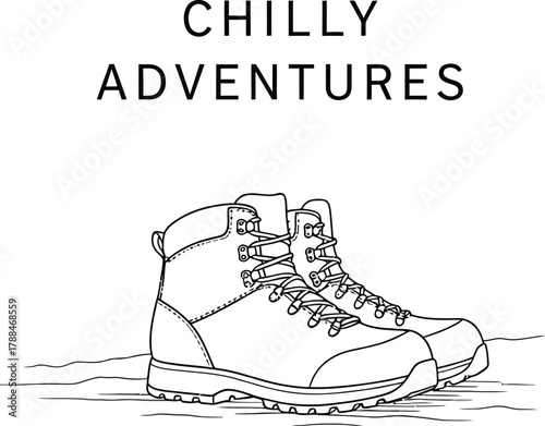 Hiking boots illustration ready for chilly adventures in the great outdoors