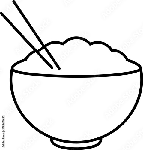 bowl of rice with chopsticks