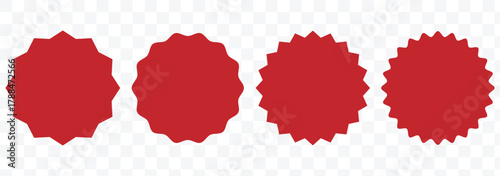 Set of starbursts. Circle Wavy edge icon set element. Set of sale sticker, price tag, starburst, sunburst badges, quality mark, sunburst badges, retro stars. 