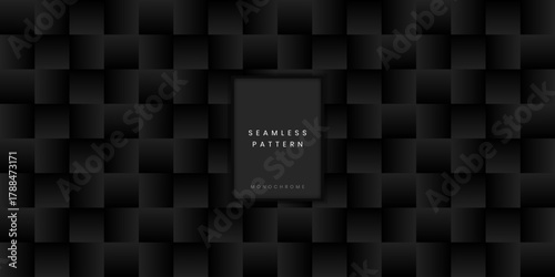 Seamless Dark Monochrome 3D Geometric Cube Pattern with Gradient Shading