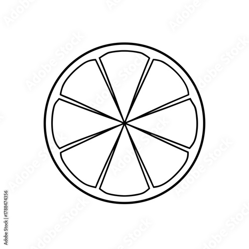 Outline of a sliced citrus fruit