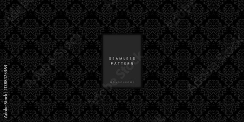 Seamless Dark Monochrome Intricate Ornamental Bloom Pattern