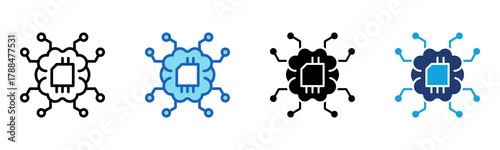 Ai Brain icon Multi Style Vector Illustration