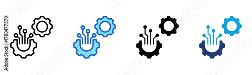 Technology Cog icon Multi Style Vector Illustration