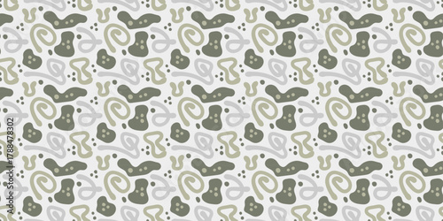 Organic Abstract Blob Seamless Pattern. Contemporary Hand-Drawn Mid-Century Style Background with Earth Tones