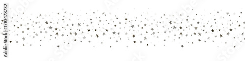 Gold stars vector background, sparkling Christmas confetti border, falling sparkles isolated on white. Shining flying stars glitter backdrop,