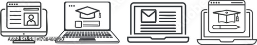 Web lecture icon in bold outline style symbolizing digital learning, online education, and technology-based presentation